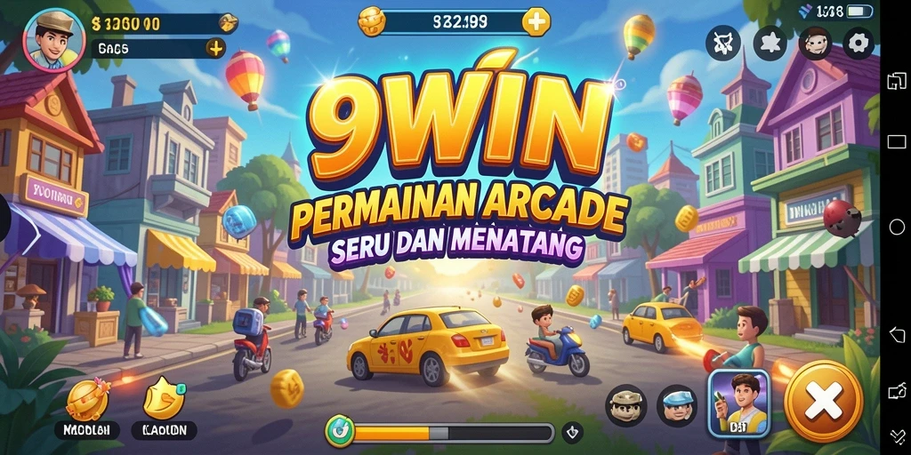 Screenshot utama 9WIN menampilkan serunya bermain arcade.