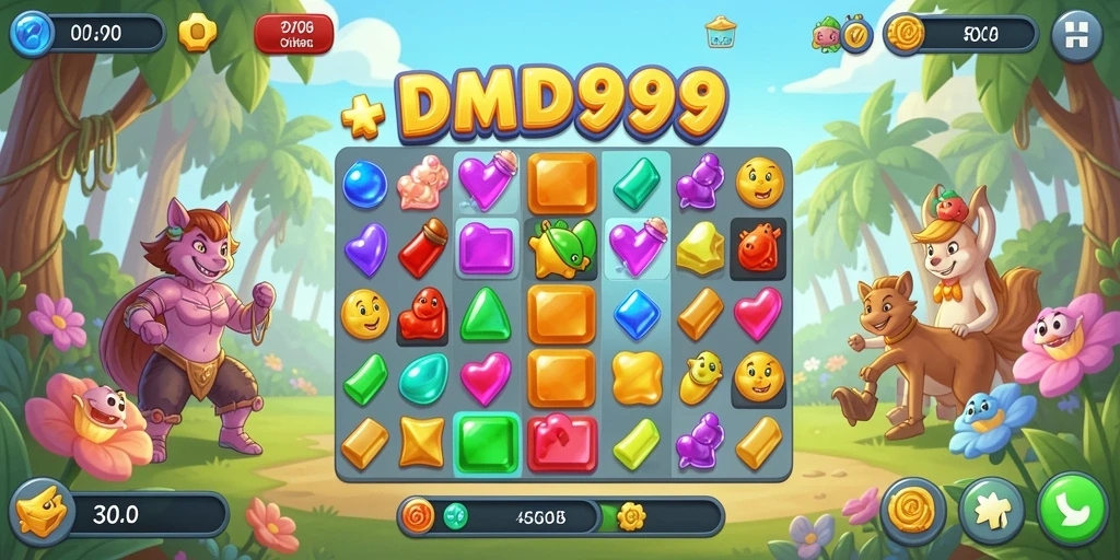 Tampilan gameplay yang seru dalam DMD999 Match-3.