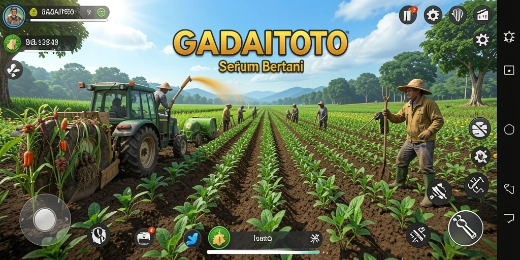 Tangkapan layar GADAITOTO menampilkan pemandangan ladang pertanian yang subur.