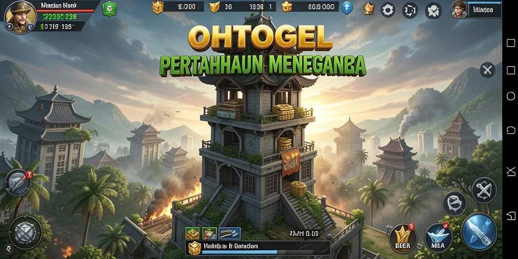 Screenshot OHTOGEL menampilkan aksi menara yang menghancurkan musuh.