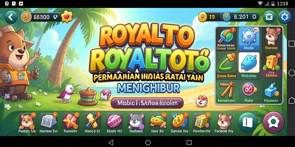 Tangkapan layar gameplay ROYALTOTO yang ceria dan penuh warna.