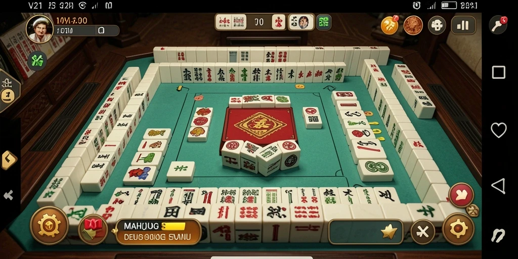 Tampilan gameplay V21 yang mengasyikkan dalam permainan Mahjong.